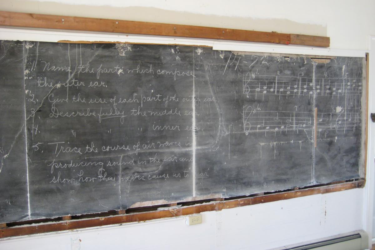 Old School blackboard found behind the sheet rock when Town Hall renovations began